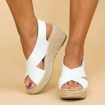 Fashion Women Sandals 2024 New Women Heels Summer Sandals Platform Sandalias Mujer Soft Wedges Shoes for Women Summer Footwear Sandalias 35 белый