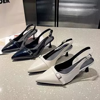 Модные женские сандалии 2024 Лето Новая мода Неглубокие сандалии Удобные сандалии с острым носком Дизайнерские Легкие Сексуальные женские туфли-лодочки 35 бежевый