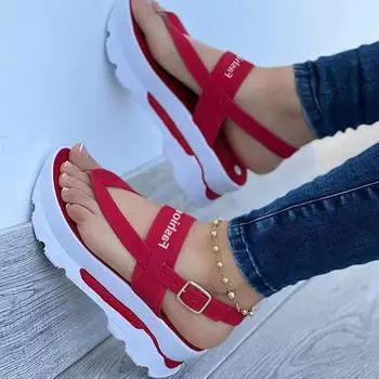 fashion Women Sandals Fashion Summer Shoes Women Heels Sandals Wedges Flip Flops Women Low Platform Sandals Heel Shoes Women s Footwear 42 чёрный