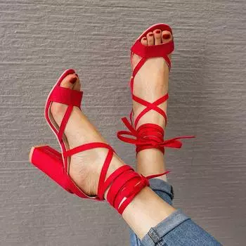 Fashion Women Sandals Summer Shoes sexy High Heels Sandals Women Casual Gladiator Sandals size 35-43 Waterproof Sandalia Feminina sde 34 красный