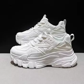Fashion Women Shoes Thick Bottom Chunky Sneakers Fashion Casual White Ladies Shoes Trainer Platform Sneaker Womens Zapatillas Mujer 35 белый