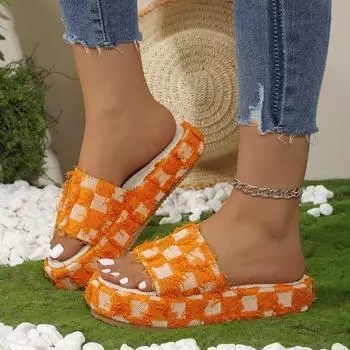 Модные женские тапочки 2024 Новые летние роскошные сандалии Дизайнерские шлепанцы на плоской подошве Мягкая подошва Платформа Пляжная обувь Повседневные шлепанцы Женские 36 коричневый