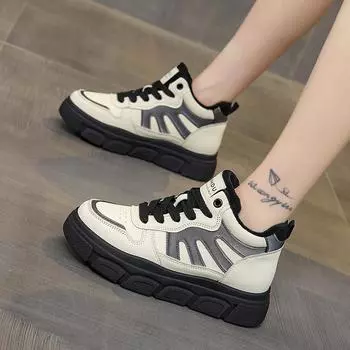 Fashion Women Sneakers 2024 Autumn Upgraded Model Versatile Thick Sole Sports Casual Board Shoes Luxury Designer Shoes for Women Med 35 коричневый