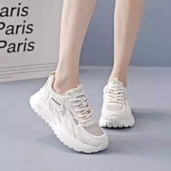 Модные женские кроссовки на дышащей платформе, женские теннисные туфли на толстой подошве Tenis De Mujer, Прямая поставка, Zapatillas De Mujer, большие размеры 40 35 бежевый