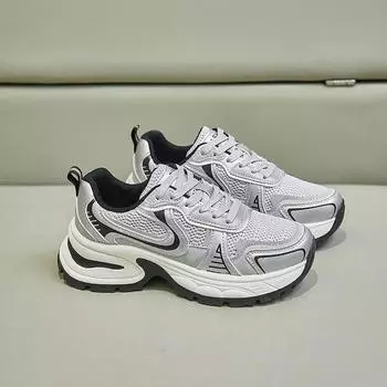 Fashion Women Sneakers Casual Sports Running Shoes Breathable Platform Sneakers Woman Outdoor Jogging Shoes Thick Bottom Vulcanize Shoes 35 бежевый