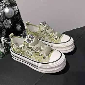 Модные женские кроссовки на шнуровке, повседневные женские туфли на платформе с нескользящей круглой головкой для женщин, туфли на платформе Zapatos De Mujer 35 чёрный