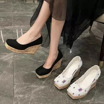 Модные женские кроссовки весна-осень на платформе с танкеткой, ботильоны с круглым носком, сексуальные туфли на высоком каблуке, трендовые модные уличные кроссовки для женщин 35 бежевый