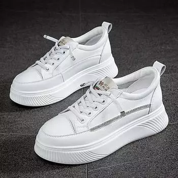 Fashion Women Sneakers Thick Soled Casual Flat Shoes Women Fashion Autumn Winter Casual Sports Women s Single Shoes Zapatillas Mujer 34 белый