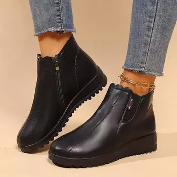 Fashion Women Snow Ankle Boots Flats Shoes Winter New Fashion Casual Shoes Women 2024 Trend Walking Shoes Cozy Chaussures Femme Botas 35 чёрный