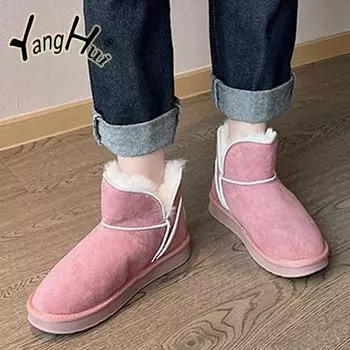 Fashion Women Snow Boots Faux Fur Plus Velvet Thicken Keep Warm Non-slip Wear-resistant Fashion All-match Ankle Shoes 2024 New Winter 35 синий