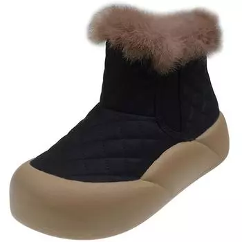 Модные женские зимние сапоги, зимние теплые плюшевые сапоги, женские водонепроницаемые туфли без застежек, повседневная зимняя обувь на плоской подошве, ботильоны для женщин 35 чёрный