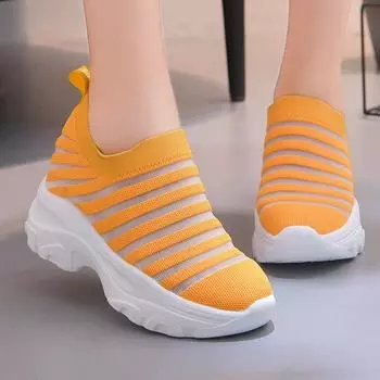 Fashion Women Stretch Fabric Socks Shoes Woman Fashion Vulcanize Shoes Slip on Tenis Feminino Women Casual Shoes 35 белый