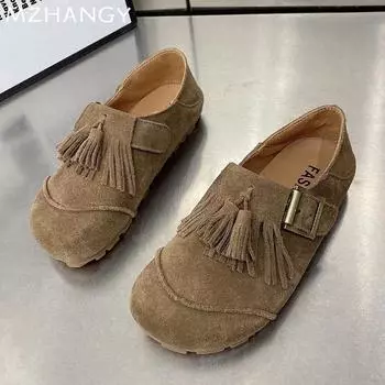 fashion Women Suede Flats Loafers Shoes Fringes Fashion Sport Sneakers 2024 Trend Autumn Running Shoes Casual Walking Dress Mujer Shoes 35 хаки