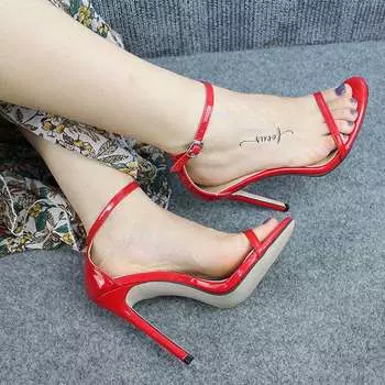 Fashion Women Summer Sandals 10cm Fashion Solid Color Casual Open Toe Super High Heel Fish Head Pumps High Heel Sandals 2024 4 бежевый