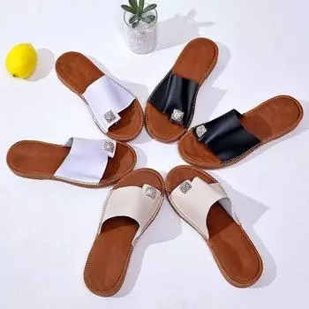 Модные женские летние тапочки с открытым носком, однотонные, плоские, женские шлепанцы, пляжная обувь, Zapatos Mujer, удобная модная женская обувь черного цвета 35 белый