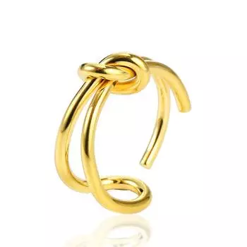 Fashion Women Two Circle Trendy Girls Adjustable Open Ring Knot Finger Ring Party Accessories