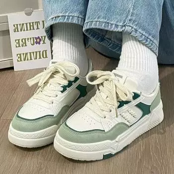 fashion Women Vulcanize Shoes Flat Lace-up Sneakers Outdoors Non-slip Casual Comfortable Female Sports Platform Shoes Zapatillas Mujer 36 зелёный