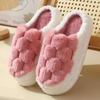 fashion Women Warm Cotton Slippers Autumn Winter Couples Indoor Confinement Anti-skid Plush Home Thick Bottom Comfort Cotton Shoes 36-37