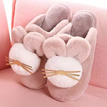 Fashion Women Winter Home Slippers Cartoon Cat Shoes Non-slip Soft Winter Warm House Slippers Indoor Bedroom Lovers Couples Floor Shoes 5