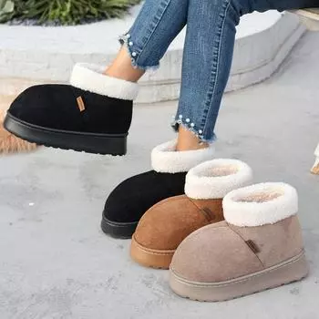 Fashion Women Winter Warm Boots 2024 New Fashion Cotton Shoes Comfortable Thickened Fluff Slip on Snow Ankle Boots Women Shoes for Women 36-37 хаки