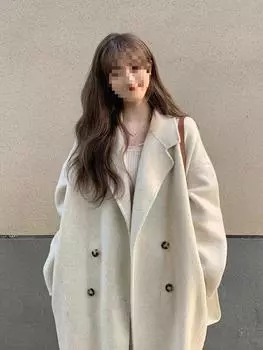 FASHION woolen coat women s 2024 winter new model is a popular small Hepburn woolen coat Clothes S абрикосовый