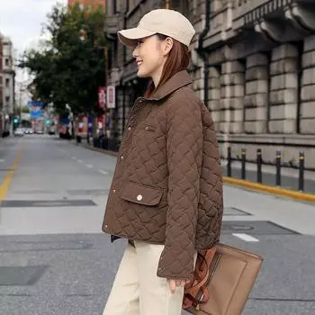 FASHION Xiaoxiangfeng пуховик женский короткий осень-зима новый бриллиантовый легкий белый утиный пух куртка с маленьким лацканом M розовый