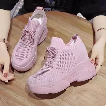 Модные женские белые кроссовки XJRHXJR размера 34-40 на платформе, женские туфли-лодочки, осенние теннисные туфли, летние туфли на каблуках, увеличивающие рост на 10 см 34 чёрный