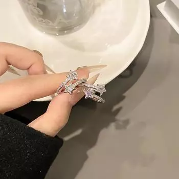 Fashion Y2K Double Layer Star Open Rings For Women Girls Aesthetic Fashion Trend Sweet Cool Jewelry Accessories A1