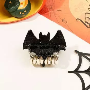 Fashion Y2K Halloween Bat Hair Claw Dazzling Colors Alloy Shiny Acrylic Shark Clip Cosplay Headdress Bat Wings Hair Claw School