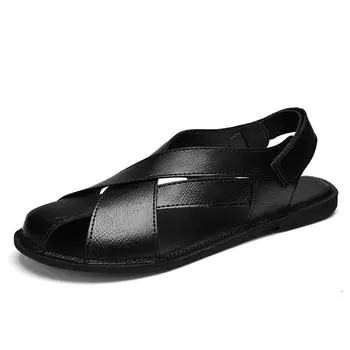 Fashion Youth Beach Shoes Lightweight Breathable Slippers Men s Sandal Low Top Mens Shoes Sandals Men Summer Genuine Leather Mens Shoes 38 чёрный