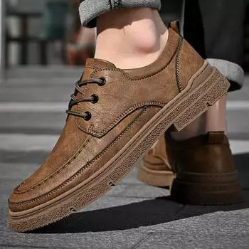 Модные молодежные универсальные мужские туфли для сноуборда, трендовая обувь в стиле ретро, черные повседневные туфли для мужчин, для походов на открытом воздухе, мотыги, роскошный мягкий верх 38 коричневый