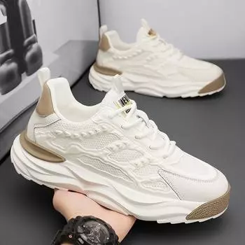 Fashion Zapatillas De Hombre Korean Trend Versatile Casual Shoes Man Fashion Breathable Net Thick Bottom Sports Running Shoes Sneaker 39 белый