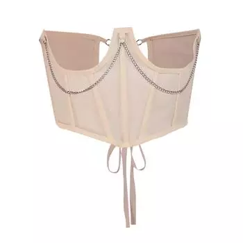 FASHION женский корсет на талию, сексуальный сетчатый корсет с цепочкой для утягивающего белья для отпуска, вечеринки, путешествия S чёрный