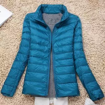 FASHION зимняя куртка-стойка женская легкая и тонкая пуховая куртка женская короткая тонкая и легкая куртка большого размера из белого утиного пуха Одежда S белый