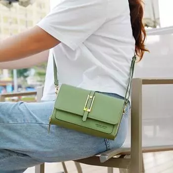 Fashion Zipper Shoulder Bags Long Wallet Women Crossbody Bag New Mobile Phone Bag Solid Color Leisure Versatile Small Square Bag