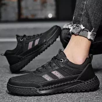 Fashionable and Authentic Men s Shoes Hand Sewn Casual Men s Shoes Men s Casual Leather Shoes Hiking Shoes 38 чёрный