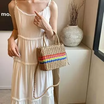 Fashionable and Cool Straw Woven Bag for Women, Large Capacity Trendy Texture Handbag, High Beauty Internet Celebrity Trendy Crossbody