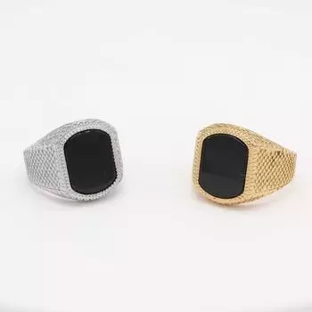 Fashionable and Minimalist Black Gemstone Men s Personalized Ring 7