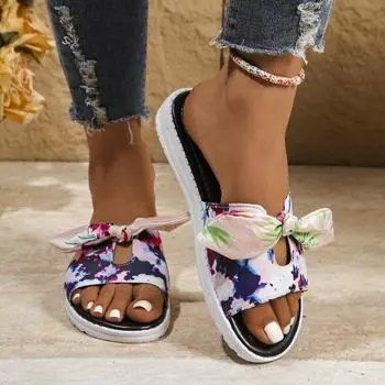 Fashionable and Simple Thick-soled Summer Thick-soled Bow Casual Beach Flip-flops 36