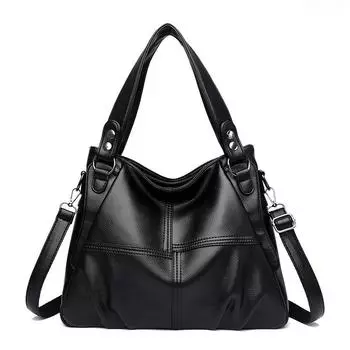 Fashionable and Trendy PU Women s Handbag New European and American Style Splicing Women s Bag Simple Tall Bag