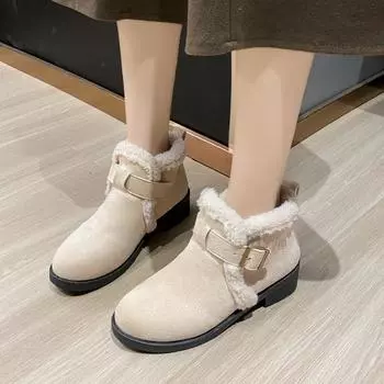 Fashionable and Versatile Women s Boots for Autumn and Winter 2024, New Casual Non Slip Oversized Warm Cotton Shoes Sneakers 35