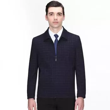 Fashionable autumn new men s wool jacket men s middle-aged and elderly dad s plaid jacket coat 170
