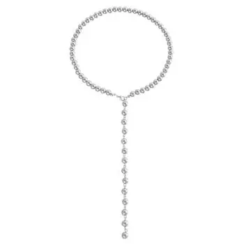 Fashionable Beaded Chain Necklace with Pendant for Women Stylish and Chic Jewelry Collar Choker Adjustable Length серебряный