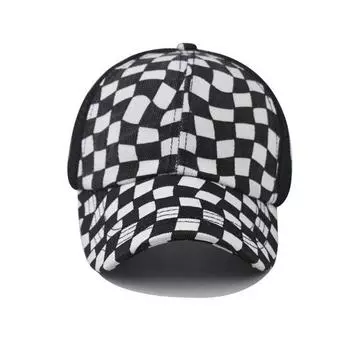 Fashionable Black And White Grid Splicing Breathable Mesh Design Baseball Cap