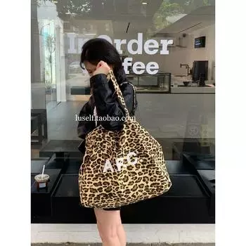 Fashionable Blogger Leopard Print Casual Class Work Clothing Canvas Bag Big leopard print