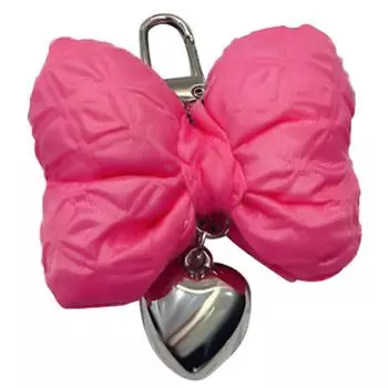 Fashionable Bowknot Keychain Heart Pendant Keychain Keyring Handbag Charm Phone Chain Accessory for Women and Girls розовый