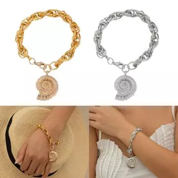 Модный браслет с океанической бахромой, привлекающий внимание, украшенный ракушкой, цепочка на запястье, уникальный аксессуар для браслета серебряный