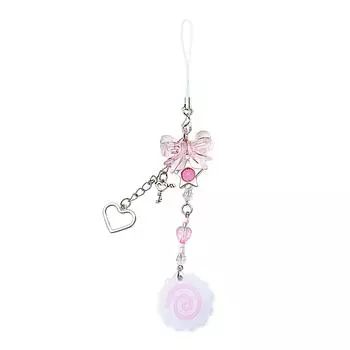 Fashionable Butterfly Fish Cake Phone Chain Pendant Cellphone Charm Keyring Cute Acrylic Keychain with Beads Accessory