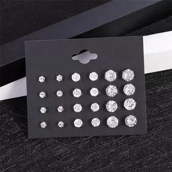 Fashionable Crystal Six-claw Zircon Stud Earrings 12pair