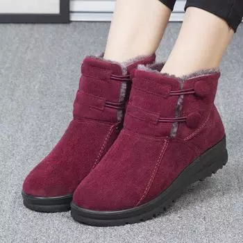 Fashionable Design Snow Boots 2024 Winter New Anti Slip and Warm Casual Flat Bottomed Women s Shoes Zapatos De Mujer Platform 35 красный
